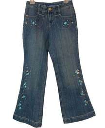 Vintage Blue Identity Wide Leg Embellished Jeans