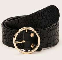 Crocodile Pattern O-Ring Buckle Belt