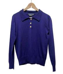 Nina Patrick Vintage Purple Point Collar Wool Blend Pullover Knit Sweater Small