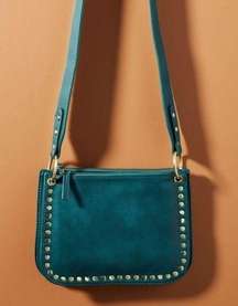 Anthropologie, New, Georgia Vegan Leather Teal Blue Studded Crossbody Bag