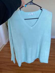 Oversized Ice Blue V-Neck Sweater