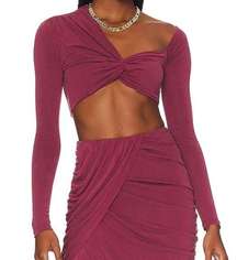 Camila Coelho Liby Crop Top in Berry Mauve XS