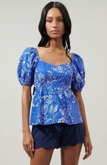 SUGAR LIPS AMAYA MIXED PRINT CIRUS BACK TIE PEPLUM TOP RETAIL $79 SIZE MEDIUM