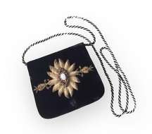 Vintage 50’s: Intricate Embroidered Moon Stone Evening Bag ☀︎︎ Velvet Handbag