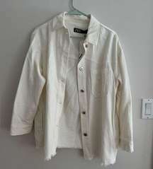 WHITE BUTTON UP OVERSIZED JACKET with tags