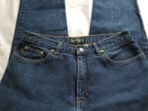 Lauren Jeans Co Classic Straight Leg Mom Jeans Dark Blue Womens Size 12P 32x27