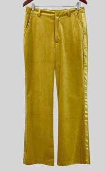 7 For All Mankind Velvet & Satin Wide Leg Trousers Gold Size 10 NEW