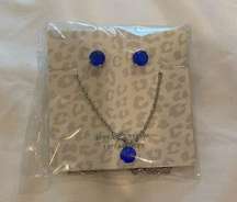 EFFY sapphire blue stone and silver tone chain necklace and earrings set