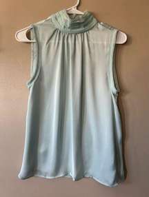 NWT Idem Ditto Seafoam Green Satin High Neck Tank/Blouse Sieze Small