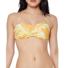 Yellow Ocean Tie Dye Twist Front Swim Top NEW