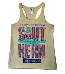 Simply Southern Sleeveless Yellow Summer Pineapple Tank Top Small