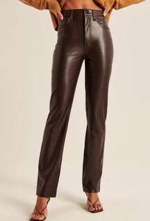 Abercrombie & Fitch 90s Straight Ultra High Rise Vegan Leather Pants Size 27 (4)