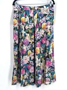 Vintage 70s Stunning Floral Pleated Maxi Skirt Size large worthington long