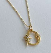 Gold Moon Pendant North Star Necklace