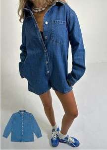 PARKE long sleeve denim romper