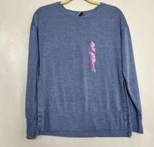 Jaclyn‎ Intimates Womens SweatShirt Blue Size Small Crew Neck Side Slit