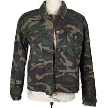 Mystree Sherpa Lined Camo Jacket Green Size Small