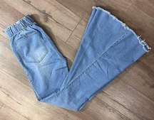 Laynee & Lee High Rise Pull On Frayed Hem Bell Bottom Jeans Sz S