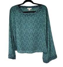 Finn & Grace Green Abstract Print Blouse