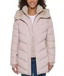 Andrew Marc 🧥 NEW  Women’s Parka Hooded Walker Puffer Jacket in Barley Nude 🧥