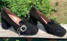 Vera Pelle Black Suede Shoes Sz 40 (10) NWOT