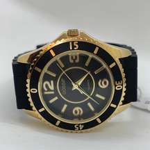 Gossip ladies Quartz analog watch 40mm gold tone black dial silicone w/battery