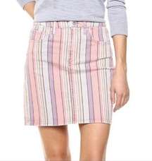 Ella Moss High Rise Striped Denim Mini Skirt in Rainbow Stripe Size 29