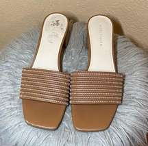 Marc Fisher Square Toe Brown Slide Heel - Sz 8