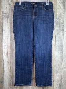 Lee Size 12 Petite Relaxed Fit Straight Leg Midrise Dark Blue Jeans 5 Pockets