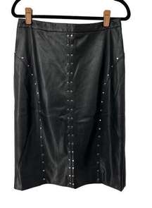 Worthington Black Faux Leather Silver Stud Detail Skirt