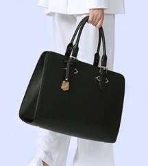 Laptop Tote Bag for Women, 15.6 Inch Extra Large Waterproof PU Leather Tote Bag for Women Work Black