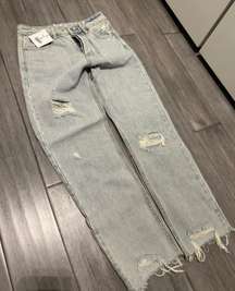 Light Wash Blue Jeans With Cow print Pockets