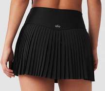 Alo Airlift Grand Slam Tennis Skirt Black Pleated High-Rise Waist Skort Mini L