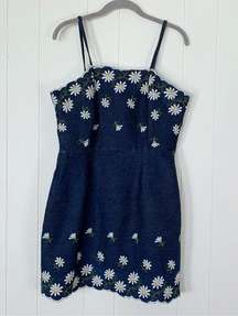 Handmade Denim With Embroidered Daisy Dress M(?)