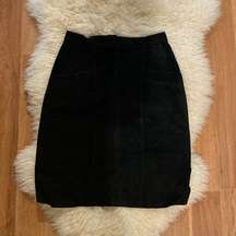 Vintage Now Next Black Suede Leather Pencil Skirt Sz 2