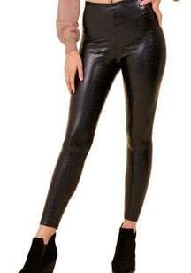 Vintage Havana Croc faux leather leggings Black Hi Waist New NWT Women’s Small