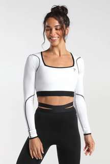 Contrast Long Sleeve Crop Top