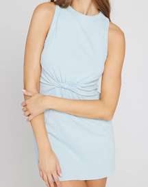 Dress Seaview Sleeveless Front Twist Mini Sky Blue L NWT New