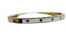 Brand New  Spot the Spade Enamel Hinged Bangle Gold/White Tone