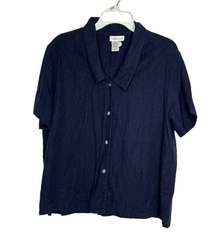 Coldwater Creek Linen Blend Navy Shirt