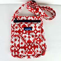 Keeper Crossbody Bag Red White Cotton Canvas