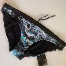 NIKE Bikini Bottom Swimwear X-LARGE Geo Aftershock TRIPPY black blue white