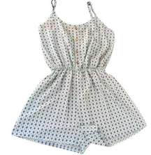 Miley and Molly Diamond Print romper women sz small blue pink lightweight preppy