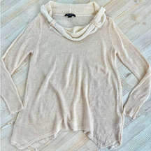 Nine‎ West Cowl Neck Tunic Sweater | Ivory/Gold Size M