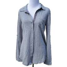 Ellison Burnout Button Up Gray Collared Shirt S