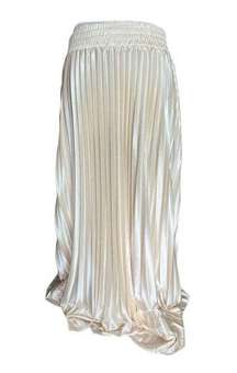 NWT Womens Studio West Iridescent Ivory Gorgeous Accordion Pleated Skirt - Sz L