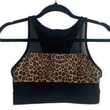 Zyia Active Size S Black Leopard All Star Sports Bra High Neck One More Rep Zip