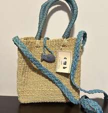 NWT Croft & Barrow Straw raffia fish closure summer beach purse bag