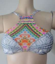 RIP CURL MULTICOLOR HIGH NECK BEACH POOL BRA PADDED BIKINI TOP SIZE: M