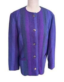 Vintage Avoca Collection Wool Woven Purple Jacket Made in Ireland L